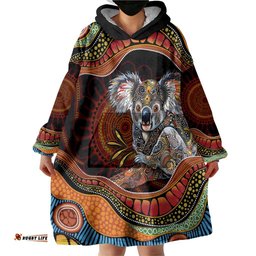 Indigenous Koala Australia Wearable Blanket Hoodie Australian Aboriginal Art Proud LT14
