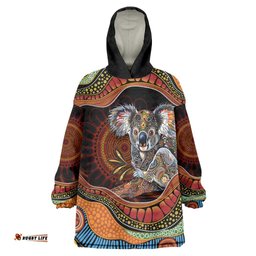 Indigenous Koala Australia Wearable Blanket Hoodie Australian Aboriginal Art Proud LT14