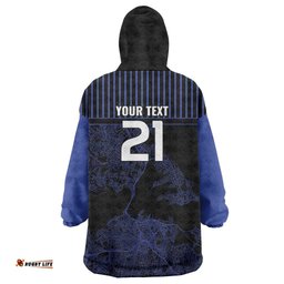 Custom Oceania Football NZ Auckland Wearable Blanket Hoodie Minimal City Map Style LT9
