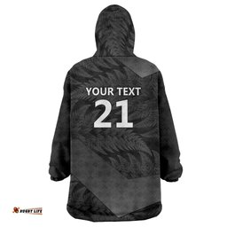 New Zealand Cricket Custom Wearable Blanket Hoodie Potae Pango Black Fern Pattern LT9