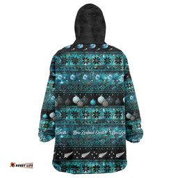 New Zealand Darts Christmas Wearable Blanket Hoodie Merry Xmas Aotearoa Maori Paua Shell LT14