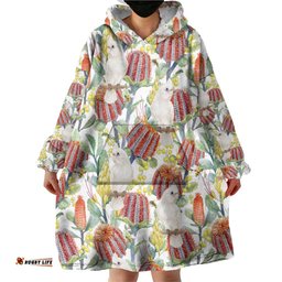 Little Corella Australia Cockatoo Wearable Blanket Hoodie Cacatua Sanguinea Banksia Seamless White LT14