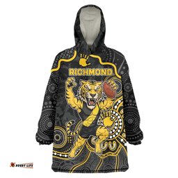 Custom Richmond Football Wearable Blanket Hoodie Aboriginal Dot Art Pattern DT05