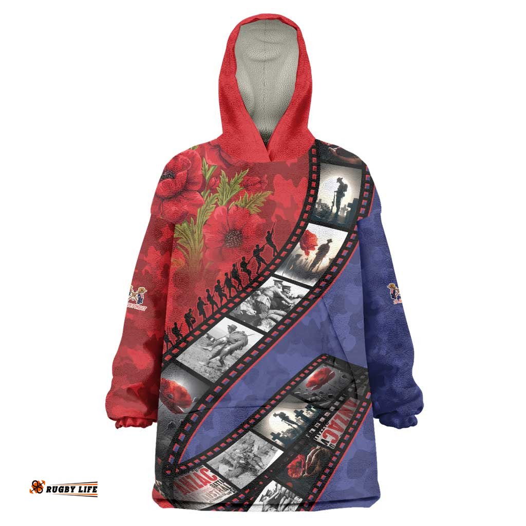 Personalised ANZAC Spirit 1915-2026 Filmstrip Tribute Wearable Blanket Hoodie Lest We Forget 25 April LT9