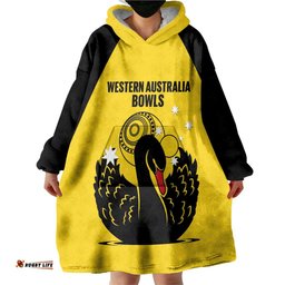 Custom Western Australia Bowls Wearable Blanket Hoodie Go Champions WA Black Swan LT14