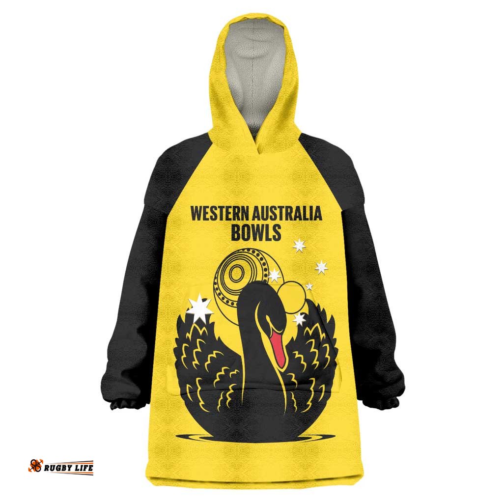 Custom Western Australia Bowls Wearable Blanket Hoodie Go Champions WA Black Swan LT14