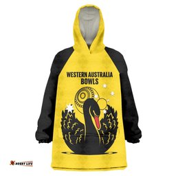Custom Western Australia Bowls Wearable Blanket Hoodie Go Champions WA Black Swan LT14