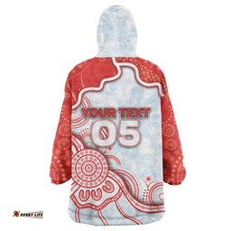 Custom Swans Football Wearable Blanket Hoodie Aboriginal Dot Art Pattern DT05