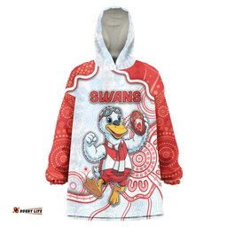 Custom Swans Football Wearable Blanket Hoodie Aboriginal Dot Art Pattern DT05