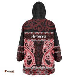 Kia Ora New Zealand Wearable Blanket Hoodie Maori Language Week Whero Taniko Motif LT14