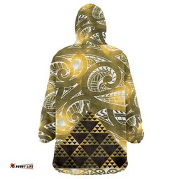 Matariki New Zealand Wearable Blanket Hoodie NZ Niho Taniwha Maori New Year Yellow Galaxy LT14