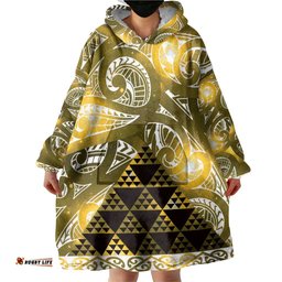 Matariki New Zealand Wearable Blanket Hoodie NZ Niho Taniwha Maori New Year Yellow Galaxy LT14