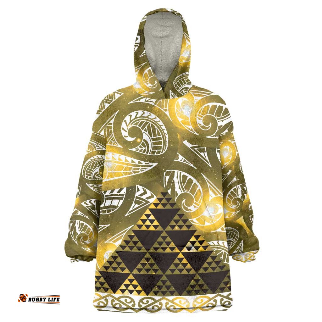 Matariki New Zealand Wearable Blanket Hoodie NZ Niho Taniwha Maori New Year Yellow Galaxy LT14