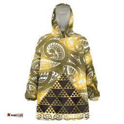 Matariki New Zealand Wearable Blanket Hoodie NZ Niho Taniwha Maori New Year Yellow Galaxy LT14