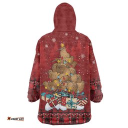 Funny Kiwi Bird Xmas Tree Wearable Blanket Hoodie New Zealand Tribal Christmas Spirit LT9