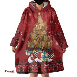 Funny Kiwi Bird Xmas Tree Wearable Blanket Hoodie New Zealand Tribal Christmas Spirit LT9