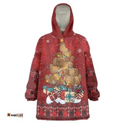 Funny Kiwi Bird Xmas Tree Wearable Blanket Hoodie New Zealand Tribal Christmas Spirit LT9