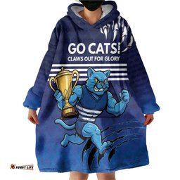 Personalised Geelong Pride Wearable Blanket Hoodie Claws Out for Glory LT9