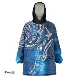 Matariki Galaxy Wearable Blanket Hoodie New Zealand Map Maori Pattern LT9