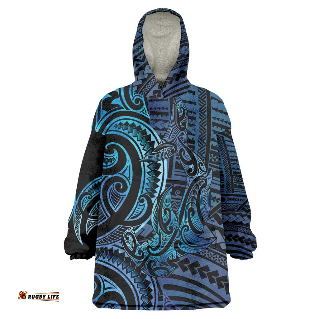 New Zealand Hammerhead Shark Wearable Blanket Hoodie Maori Haehae Mangopare Galaxy LT14