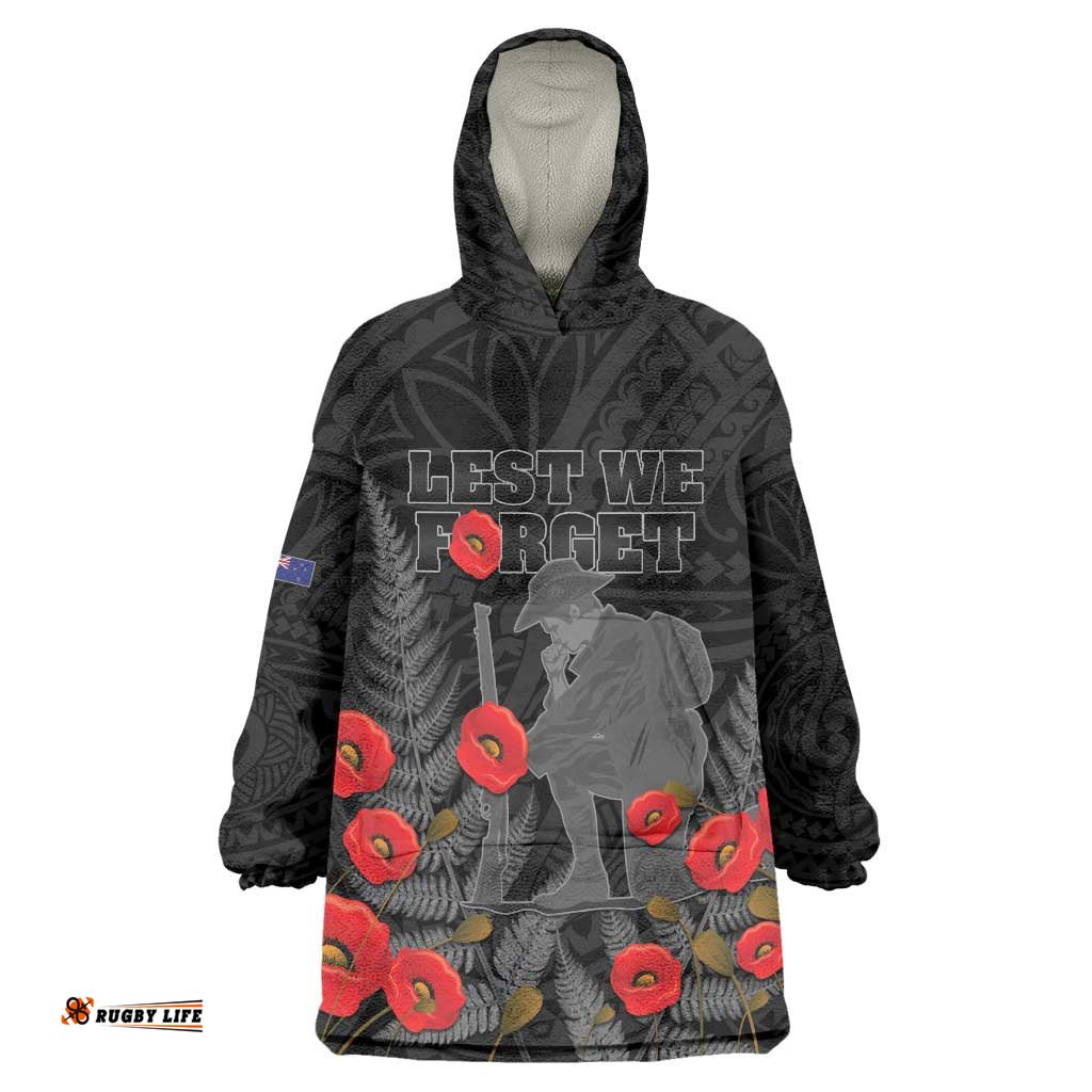 Personalised New Zealand ANZAC Day Wearable Blanket Hoodie Lest We Forget Soldier Memorial LT15