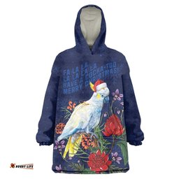 Merry Cocka-mas Wearable Blanket Hoodie Australia Christmas Blue Art LT9