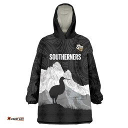 New Zealand South Island Football Custom Wearable Blanket Hoodie Aoraki Mount Cook With Kiwi Maori Pattern LT14