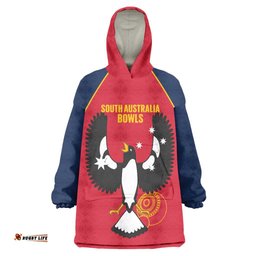 Custom South Australia Bowls Wearable Blanket Hoodie Go Champions SA Piping Shrike LT14