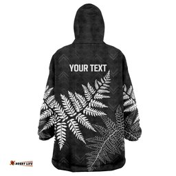 New Zealand Lawn Bowls Personalized Wearable Blanket Hoodie Wrap-Around Silver Fern LT7
