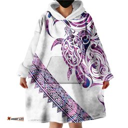 Mawhero Paua shell Kowhaiwhai Taniko Personalised Wearable Blanket Hoodie Turtle Tattoo Maori Tribal Style LT9