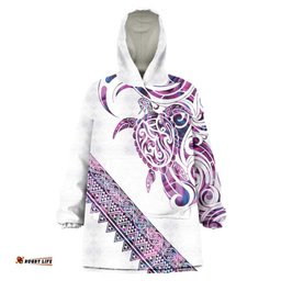 Mawhero Paua shell Kowhaiwhai Taniko Personalised Wearable Blanket Hoodie Turtle Tattoo Maori Tribal Style LT9