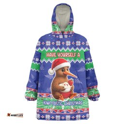 New Zealand Christmas Wearable Blanket Hoodie Have Yourself A Kiwi-tastic Christmas LT05