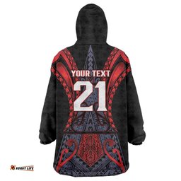 Custom New Zealand Wearable Blanket Hoodie Maori Kiwiana Pattern Tukutuku Motif LT9