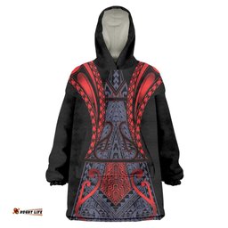 Custom New Zealand Wearable Blanket Hoodie Maori Kiwiana Pattern Tukutuku Motif LT9