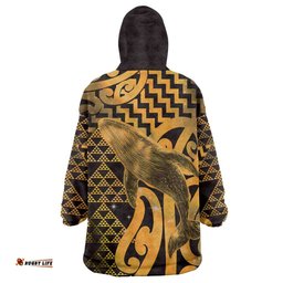 Humpback Whale Matariki New Zealand Wearable Blanket Hoodie NZ Maori Paikea Poutama Luxury Gold LT14
