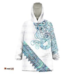 Kahui Whetu Paua shell Kowhaiwhai Taniko Personalised Wearable Blanket Hoodie Taniwha Maori Tribal Style LT9