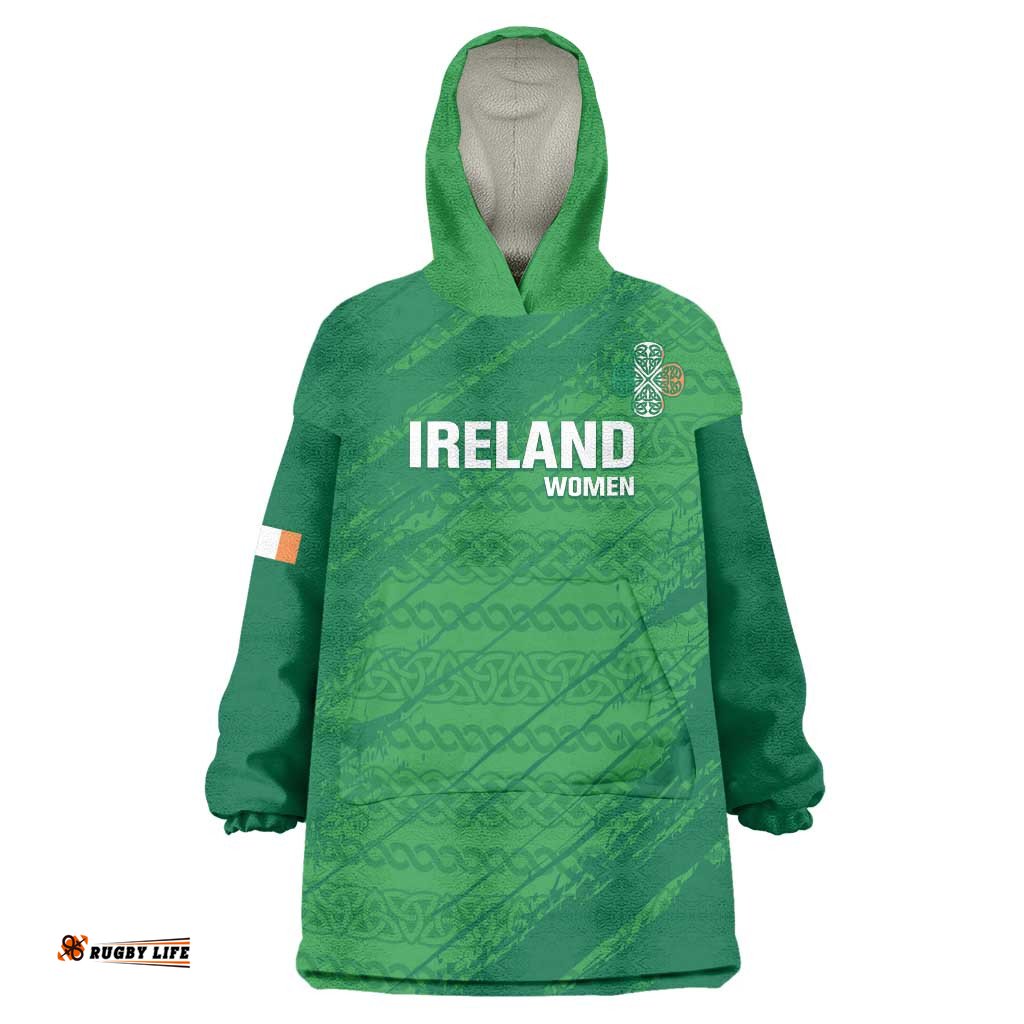 Custom Ireland Cricket Wearable Blanket Hoodie Irish Celtic Knot - National Color LT14
