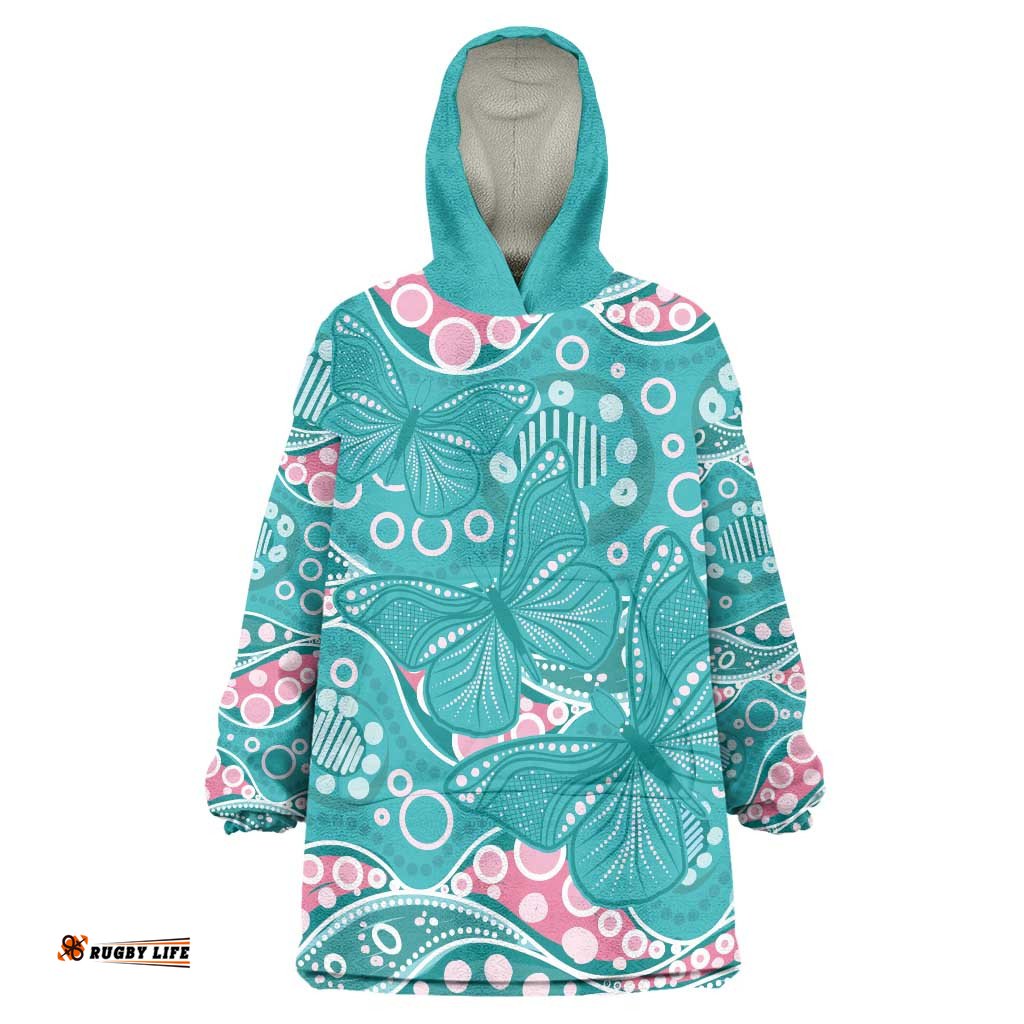 Australia Hereditary Cancer Awareness Wearable Blanket Hoodie Aboriginal Butterflies LT7