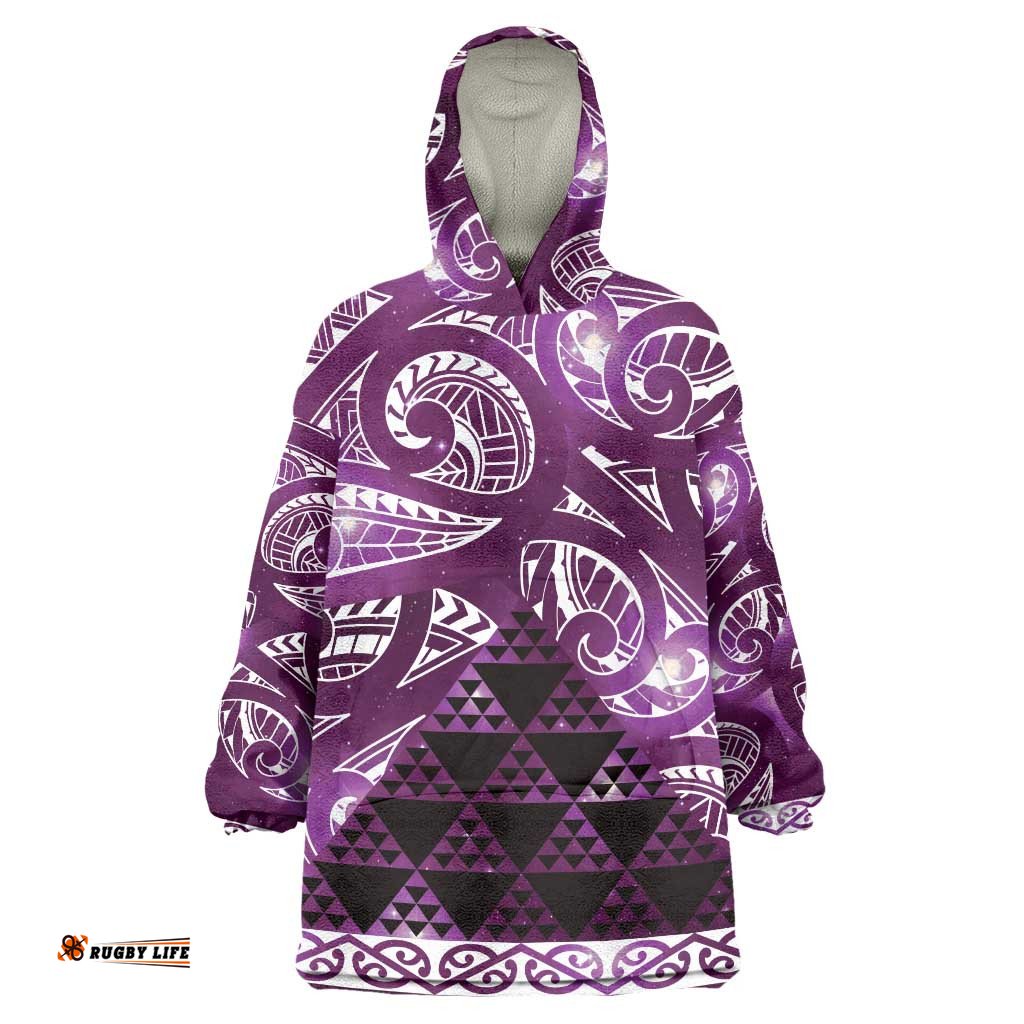 Matariki New Zealand Wearable Blanket Hoodie NZ Niho Taniwha Maori New Year Purple Galaxy LT14
