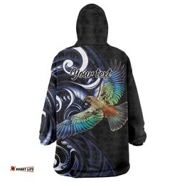 New Zealand Kea Bird Personalised Wearable Blanket Hoodie Maori Tribal Koru Art LT9