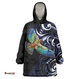 New Zealand Kea Bird Personalised Wearable Blanket Hoodie Maori Tribal Koru Art LT9