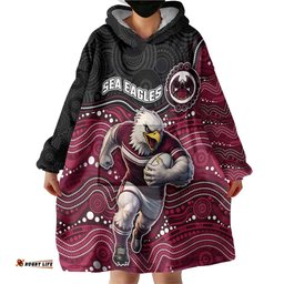 Custom Sea Eagles Wearable Blanket Hoodie Bird Mascot With Aboriginal Indigenous DT05