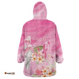 Personalised I Wear Pink For The Fight Wearable Blanket Hoodie Australian Breast Cancer Spirit LT9