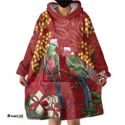Merry Chrissie Australia King Parrots Wearable Blanket Hoodie Aboriginal Art LT7