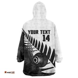 New Zealand Lawn Bowls Custom Wearable Blanket Hoodie Aotearoa Silver Fern LT14