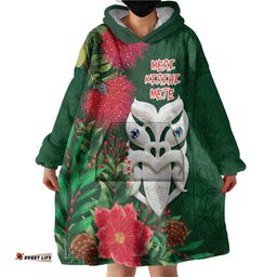 Maori Wheku Meri Kirihimete Personalised Wearable Blanket Hoodie All Green Indigenous Maori Motif LT9