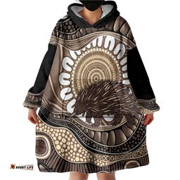 Indigenous Echidna Australia Wearable Blanket Hoodie Australian Aboriginal Art Proud LT14