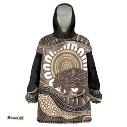 Indigenous Echidna Australia Wearable Blanket Hoodie Australian Aboriginal Art Proud LT14