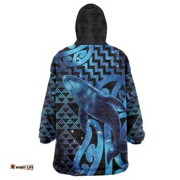 Humpback Whale Matariki New Zealand Wearable Blanket Hoodie NZ Maori Paikea Poutama Luxury Blue LT14