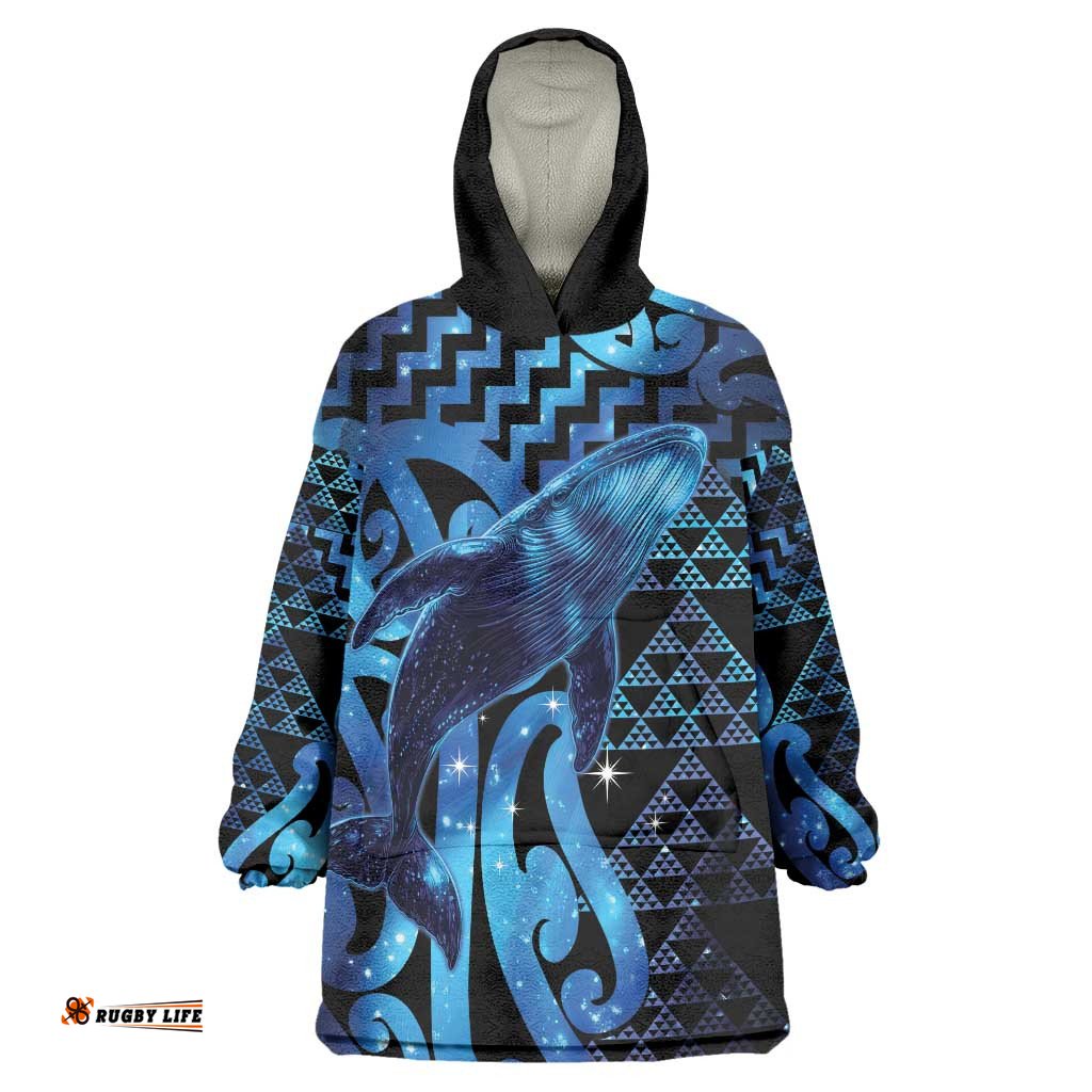 Humpback Whale Matariki New Zealand Wearable Blanket Hoodie NZ Maori Paikea Poutama Luxury Blue LT14